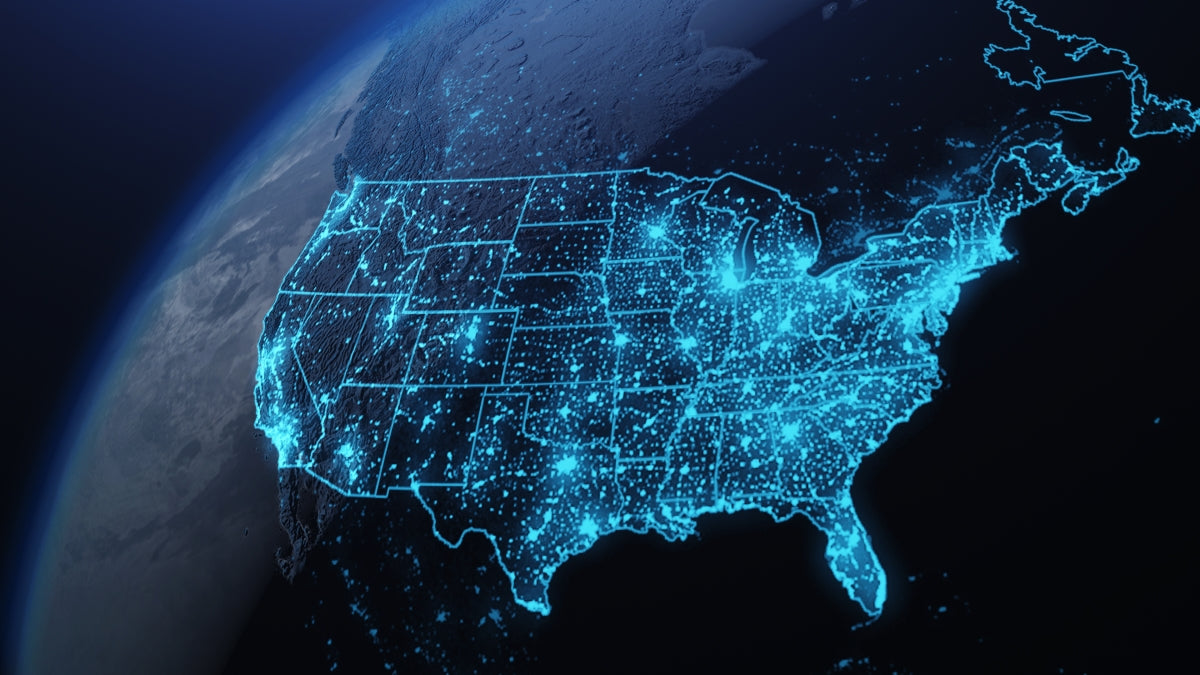 Image of the United States and Locations planned for 20 million heat pumps to be installed  