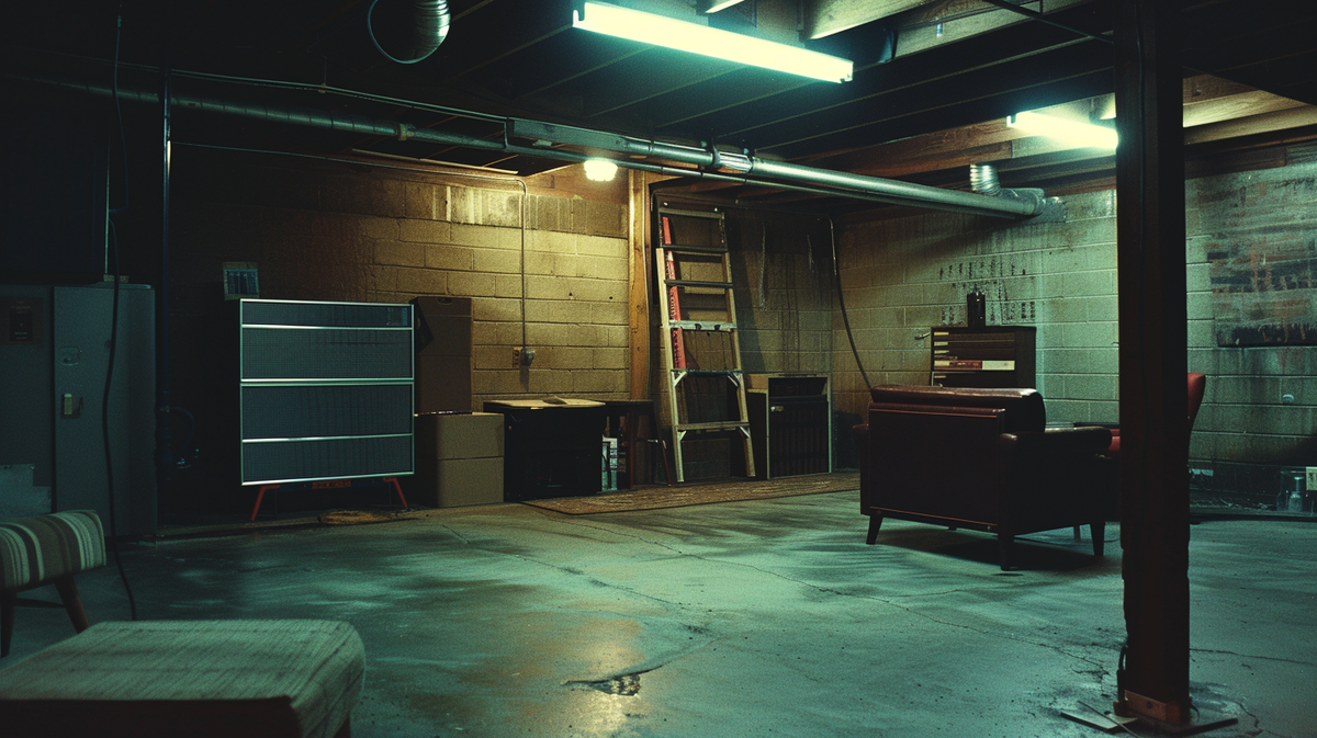 Basement with waterproofing, reducing moisture to improve indoor air quality.