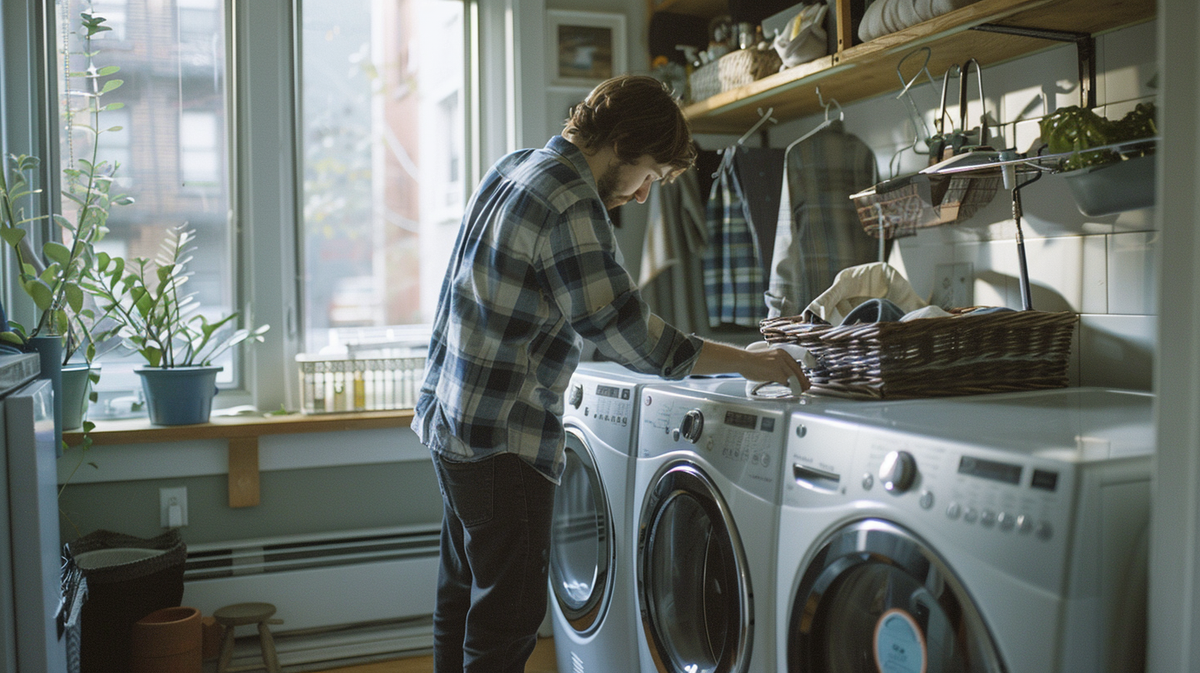 Hands cleaning a dryer vent to improve efficiency and reduce fire risk.