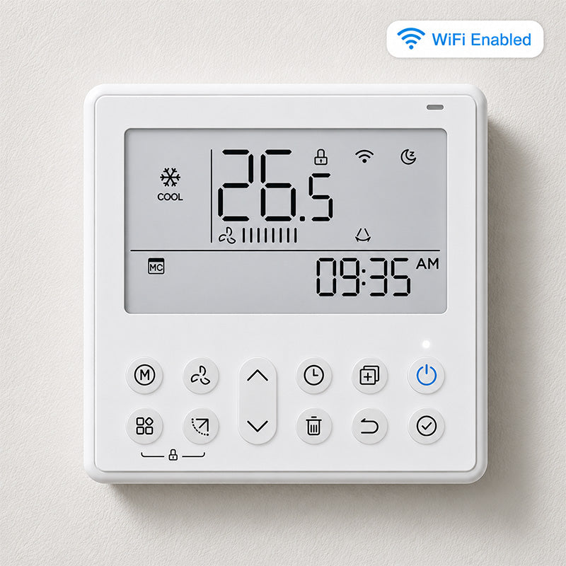 ACIQ wired wall-mounted mini split thermostat controller with WiFi connectivity