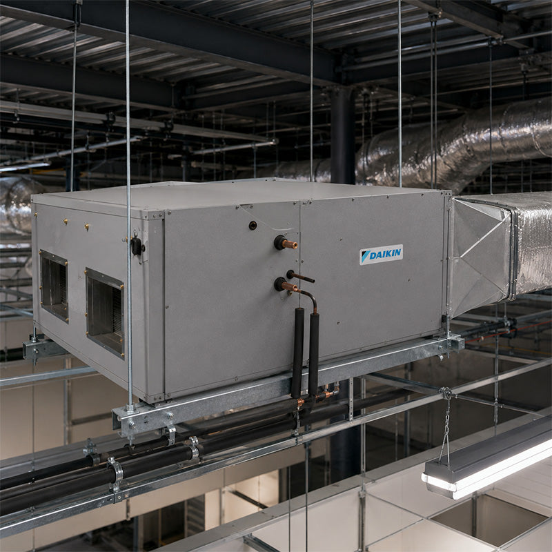 Daikin commercial split system air handler installed horizontally