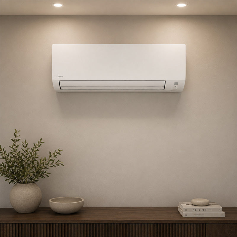 Daikin Polara mini-split heat pump wall-mounted indoor air handler installed in home