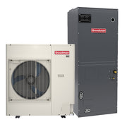 Goodman 5 ton side discharge heat pump condenser (GZV6SA6010) with 115V AHVE air handler.