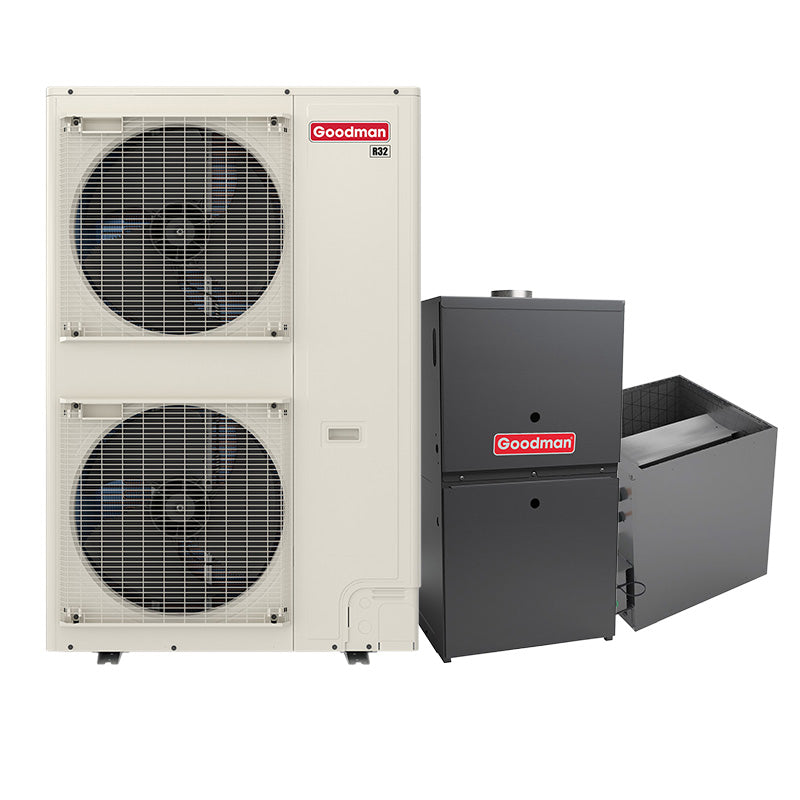 5-ton Goodman inverter AC system with evaporator coil and 80