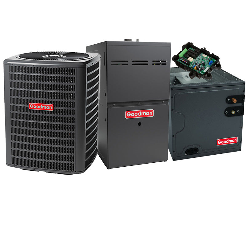 Goodman 2 Ton 14 SEER2 60000 BTU 96% AFUE Two-Stage Gas Furnace With R32 Air Condenser and Coil System - Upflow