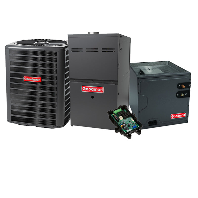 Goodman 4 Ton 13.6 SEER2 60000 BTU 80% Two-Stage Variable Speed Gas Furnace With R32 AC Condenser And Coil System - Horizontal