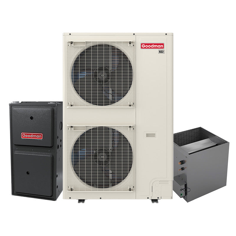 5-ton Goodman inverter AC system with evaporator coil and 100