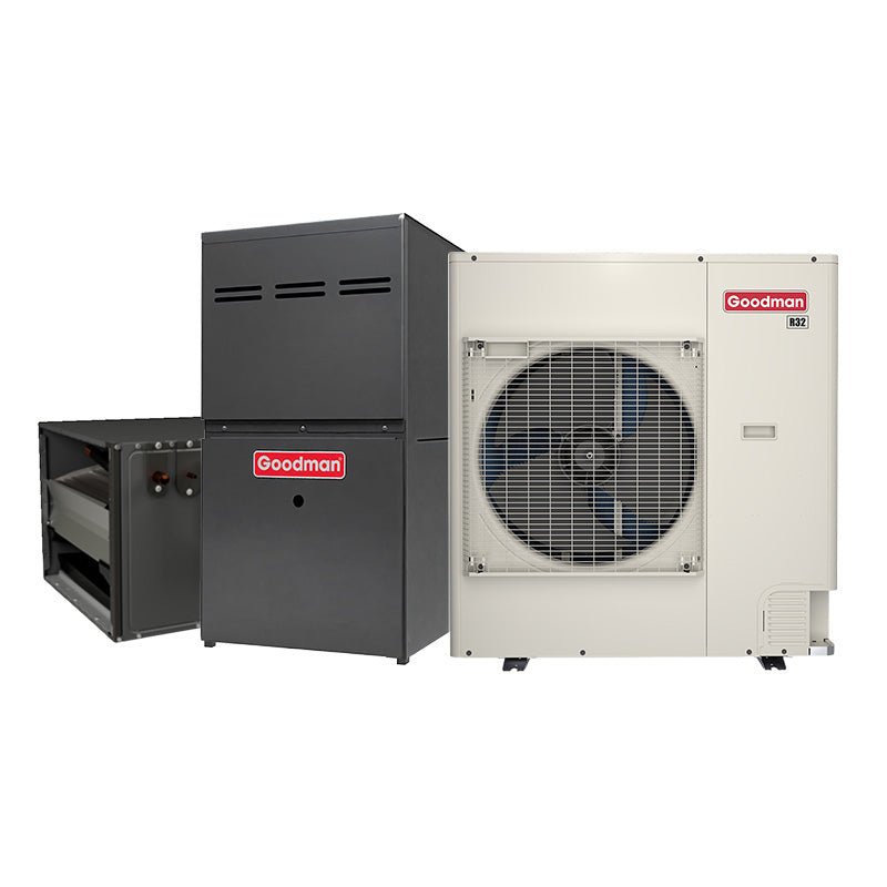 4-ton Goodman inverter AC system with evaporator coil and 80
