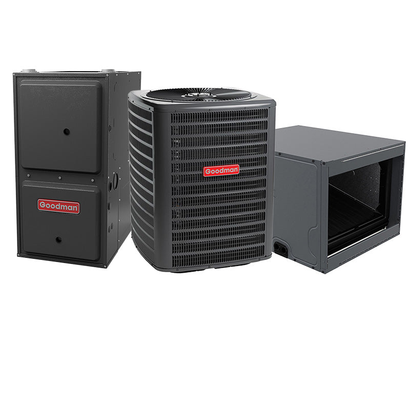 Goodman R32 Up To 14.5 SEER2 Two Stage 9-Speed ECM Gas Heat System Horizontal With GR8T80 Gas Furnace