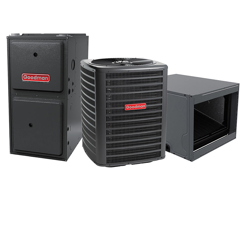 Goodman 3 Ton 15.2 SEER2 60000 BTU 80% AFUE Two Stage Multi-Speed ECM Gas Furnace System - Horizontal | R32