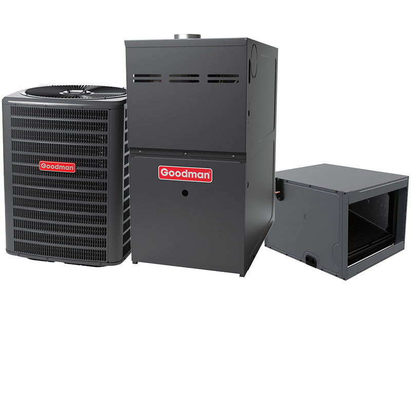Goodman 2 Ton 15.2 SEER2 80000 BTU 80% AFUE Multi-Speed ECM Gas Furnace System - Horizontal | R32