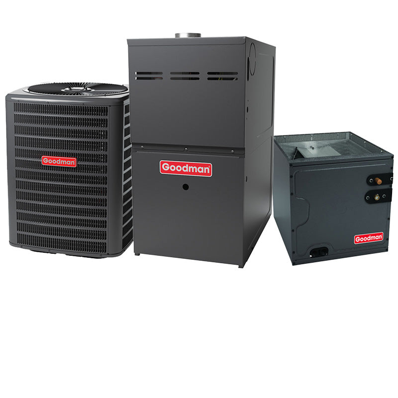 Goodman R32 Up To 14.5 SEER2 Multi Speed ECM Gas Heat System Upflow With GR9S80 Gas Furnace