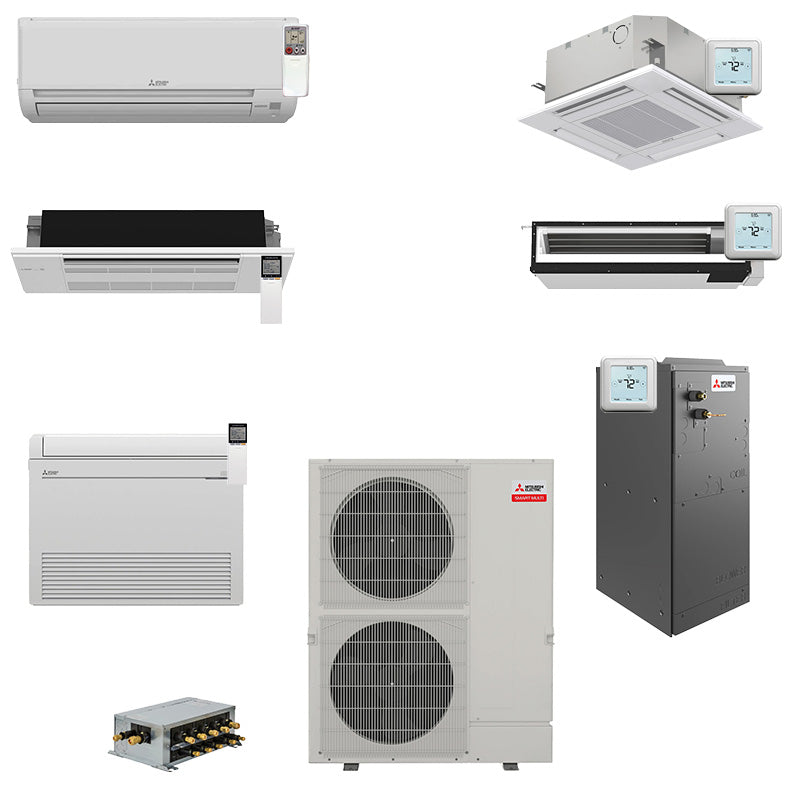 Mitsubishi 48000 BTU 2 Zone / Room Mini Split Heat Pump AC System | Choose Your Indoor Units | SMART Series | R454B