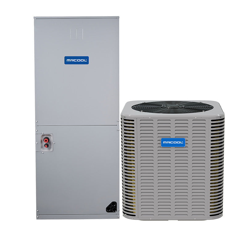 MRCOOL Signature air conditioner system with outdoor condenser and indoor multi-position air handler